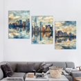 thumbnail image 4 of NYC Canvas Wall Art Abstract Painting Wall Decor Indigo Blue Gray Panoramic Art Print New York Skyline Reflection Pictures Artwork Landscape Living Room Bedroom Decoration, 4 of 6