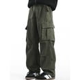 thumbnail image 2 of Men Wide Leg Cargo Pants 4-Way Stretch Twill Elastic Drawstring Casual Work Trousers S-XL, 2 of 9