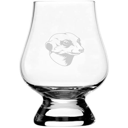 

Meerkat Face Zoo Animal Themed Etched 2.5oz Glencairn Wee Whisky Glass