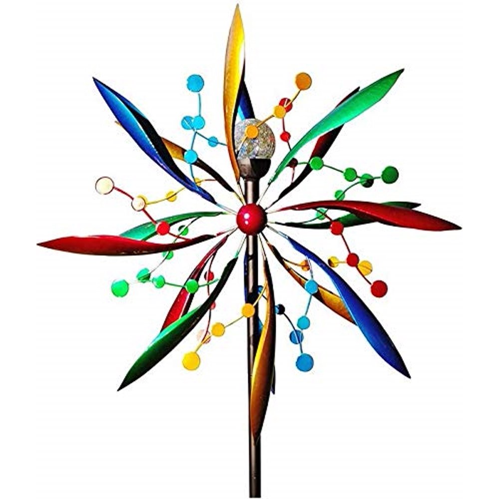 7 Ft Solar Spectrum Windmill Garden Art Spinner