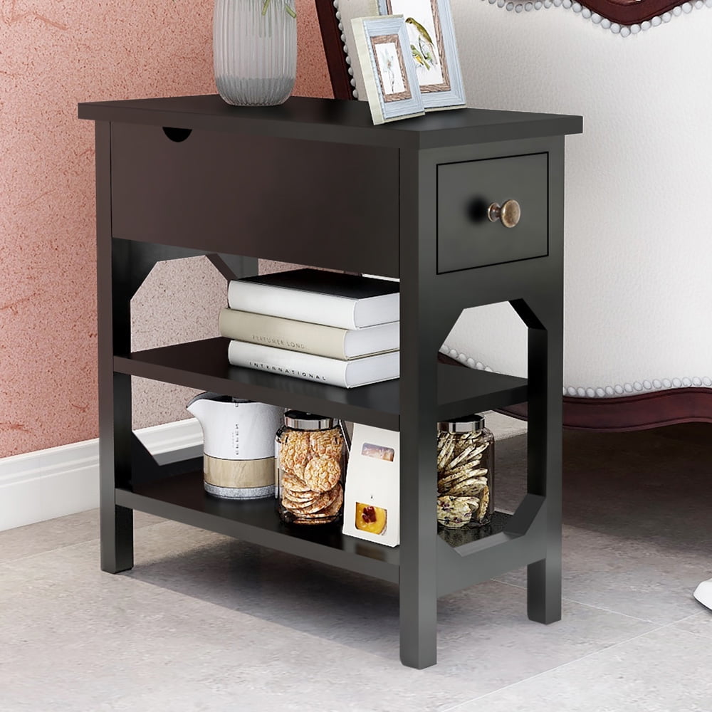 Sesslife 1Drawer End Table, Flip Top Storage Side Table for Living