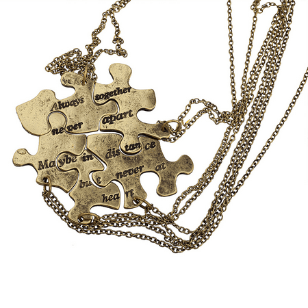 Lux Accessories Burnish Gold Always Together Puzzle Best Friends Bff (Gold Best Friend Necklaces)