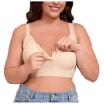 thumbnail image 3 of COMVALUE Front Snap Closure Bras for Older Women Wireless Plus Size Bra with Adjustable Shoulder Straps Full Coverage (Beige, XXL), 3 of 9