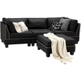 thumbnail image 2 of YODOLLA 88.6" Sectional Sofa with Ottoman, L Shape Tufted Living Room Couch with Chaise - Black, 2 of 10