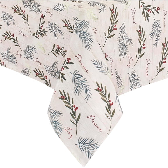 Home Fashions Holiday Tree Trimmings Wrinkle Resistant Fabric Tablecloth, Christmas, 60"X102", Oblong