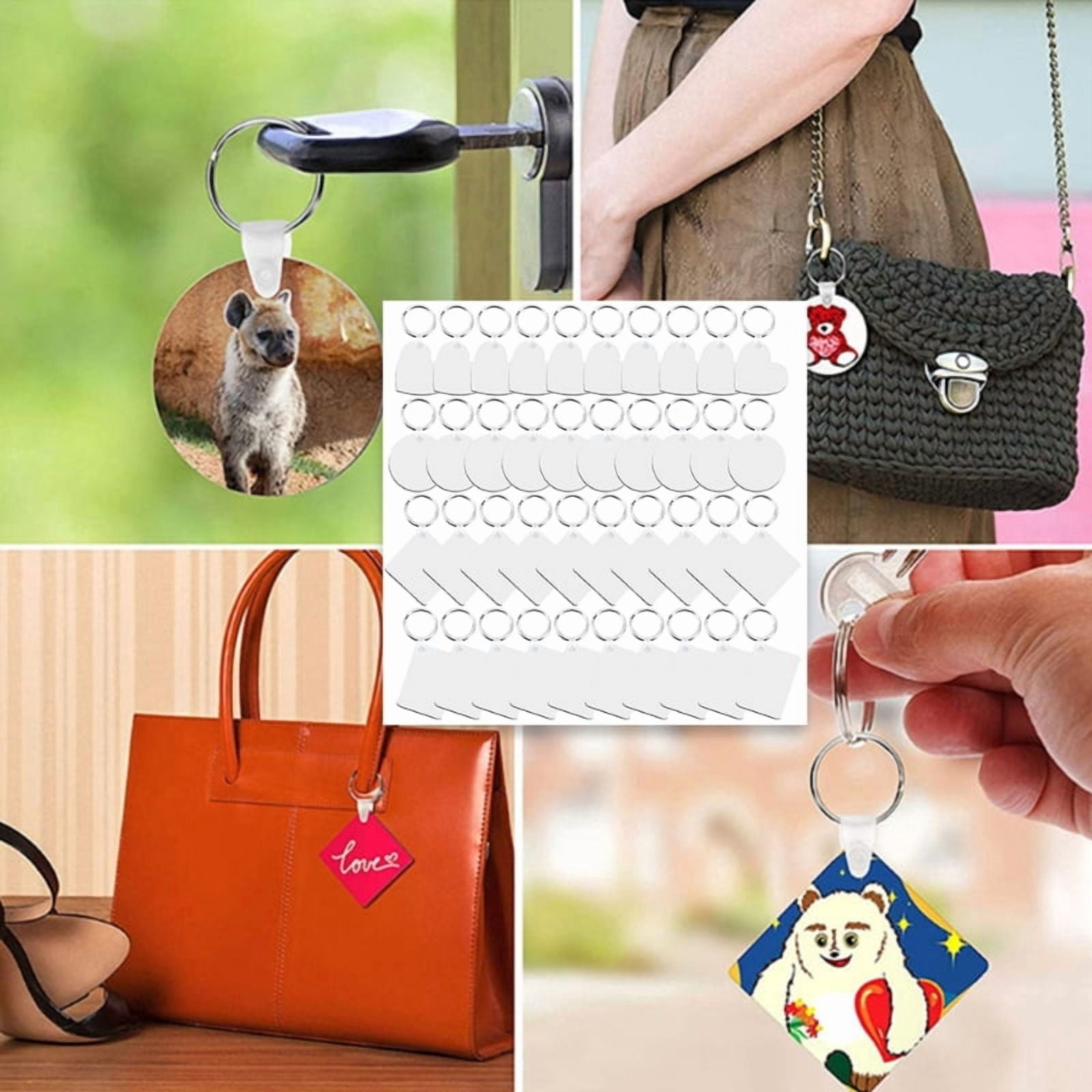 MDF Blank Keychain with for Key Ring Double-Side Printed Heat Transfer Keychain for Christmas Valentine Graduation Prese