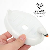 FRCOLOR Soap Dish Ceramic Soap Holder Swan-shaped Soap Rack Self-draining Soap Dish Bathroom Soap Holder