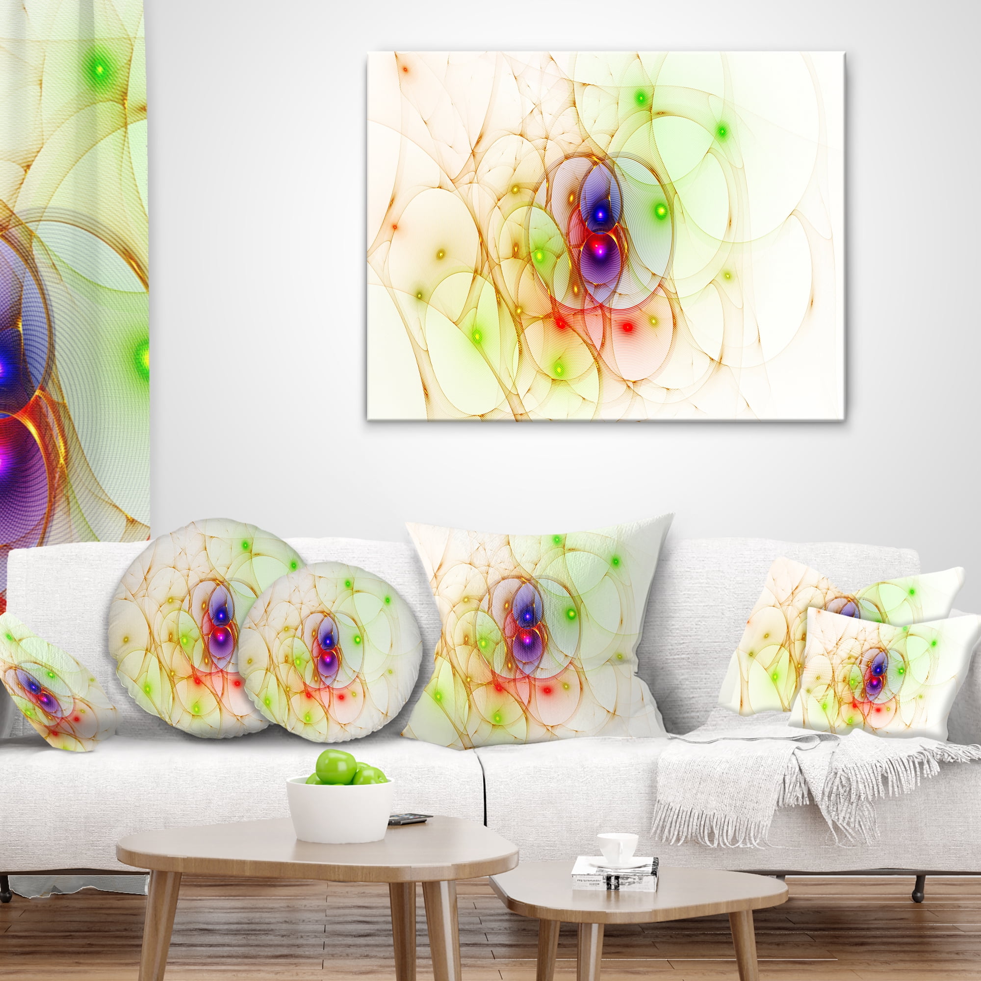 Designart Spherical Colorful Fractal Design - Abstract Throw Pillow - 18x18