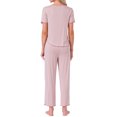 thumbnail image 3 of INSPIRE CHIC Womens Pajama Sets Summer Sleepwear Built-in Shelf Bra Short Sleeve Tops and Pants Lounge Set with Pockets S Pink, 3 of 6