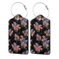 thumbnail image 5 of Rocae Bouquet for Leather Luggage Baggage Tags ID Label Privacy Cover ID Label with Stainless Steel Loop and Address Card, 5 of 5