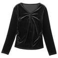 thumbnail image 5 of Spring Tops for Women Homenesgenics Clothes under $5.00 Women's V-Neck Gold Velvet inner Layer and Outer Layer Bottom Shirt Long Sleeve/Black XXL, 5 of 5