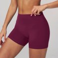 thumbnail image 4 of idosla Women's Biker Shorts 2.5" No Front Seam High Waist Hidden Scrunch Workout Gym Yoga Running Shorts (Wine, XL), 4 of 8
