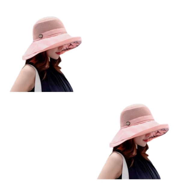 Sombrero de sol para mujer con hebilla Sonducket gorra ancha de malla plegable verano color sólido