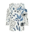 thumbnail image 4 of hxobax Floral 3/4 Sleeve T Shirt Womens Sexy Summer Tops V Neck Tunic Cold Shoulder Basic Tee Blouse, 4 of 5