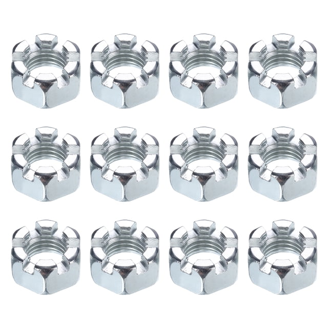 Écrou Hexagonal 7/8 Pouces-9, Grade 6.8 Acier Carbone, Argent, Lot de 12