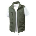 thumbnail image 1 of 2025 Men's Spring and Summer Tops for Men Pack Vest Casual Collar Bag Fishnet Shirt Cargo Vest Coat Slim Fit Shirts for Men Tops for Men Loose Fit Plus Size Mens Top, 1 of 8