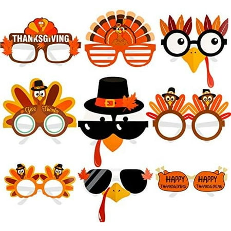 Thanksgivings Glasses Funny Thanksgiving Sunglasses Decorative Eyeglasses Photo Prop,Turkey Glasses,Fall Themed Birthday Decorations, Thanksgiving Party Favors Supplies Decor,24 Pack$$