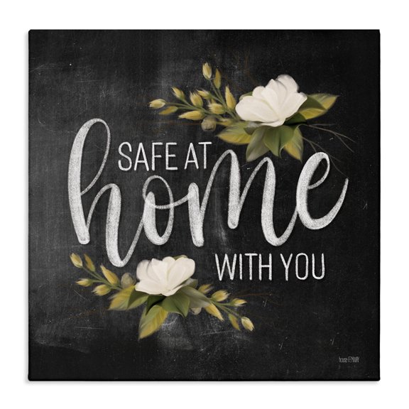 Stupell Industries Shabby Chic Safe At Home Phrase White Florals Canvas Art, 17 x 17, by House Fenway