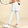 thumbnail image 4 of Girls' Skirted Leggings Active Workout Skorts with Attached Full Length Pants Elastic Waist Tennis Dance Gymnastics Athletic Stretch Tights Casual School Play, 4 of 6