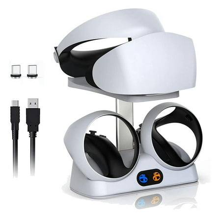 FOR Charging Station for PSVR2 Controllers with Headset Holder, Virtual Reality Charger Stand Dock for PSVR2 Headset Display
