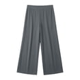 thumbnail image 5 of Lenpel Wide Leg Capri Pants for Women High Waist Baggy Cropped Trousers Comfy Flowy Casual Workout Yoga Capris, 5 of 5