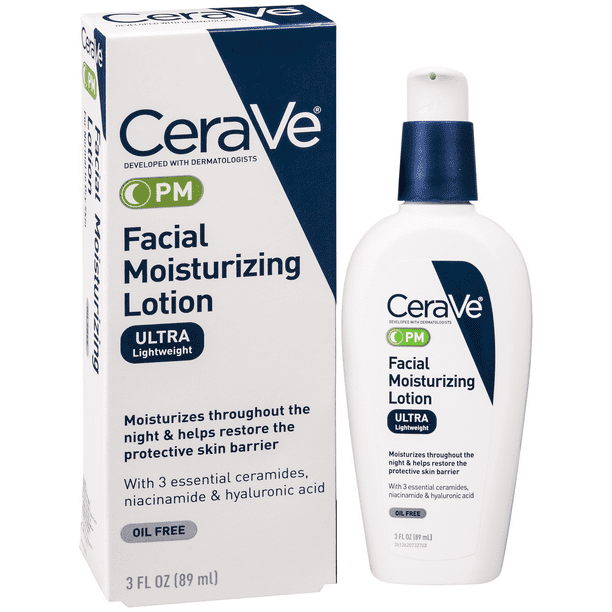 Cerave Facial Moisturizing Lotion, PM, Oil Free & Ultra Lightweight Face Lotion, 3 fl oz