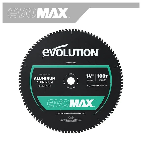 Evolution EVOMAX14AL | 14 in. | 100T | Professional Grade Aluminum TCT Blade