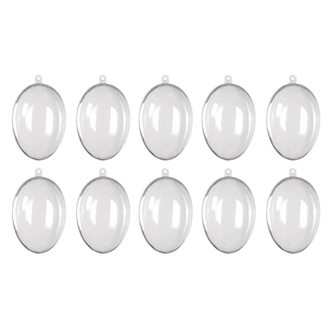 10 Uds bolas de adornos ovaladas huecas transparentes bolas de plástico en forma de huevo flor conservada decoración de Pascua