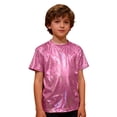 thumbnail image 4 of EnJoCho Girls Sparkly Short Sleeve T Shirt Kids Shinny Crew Neck Loose Fit Pullover Tops Summer Trendy Casual Shirts, 4 of 5