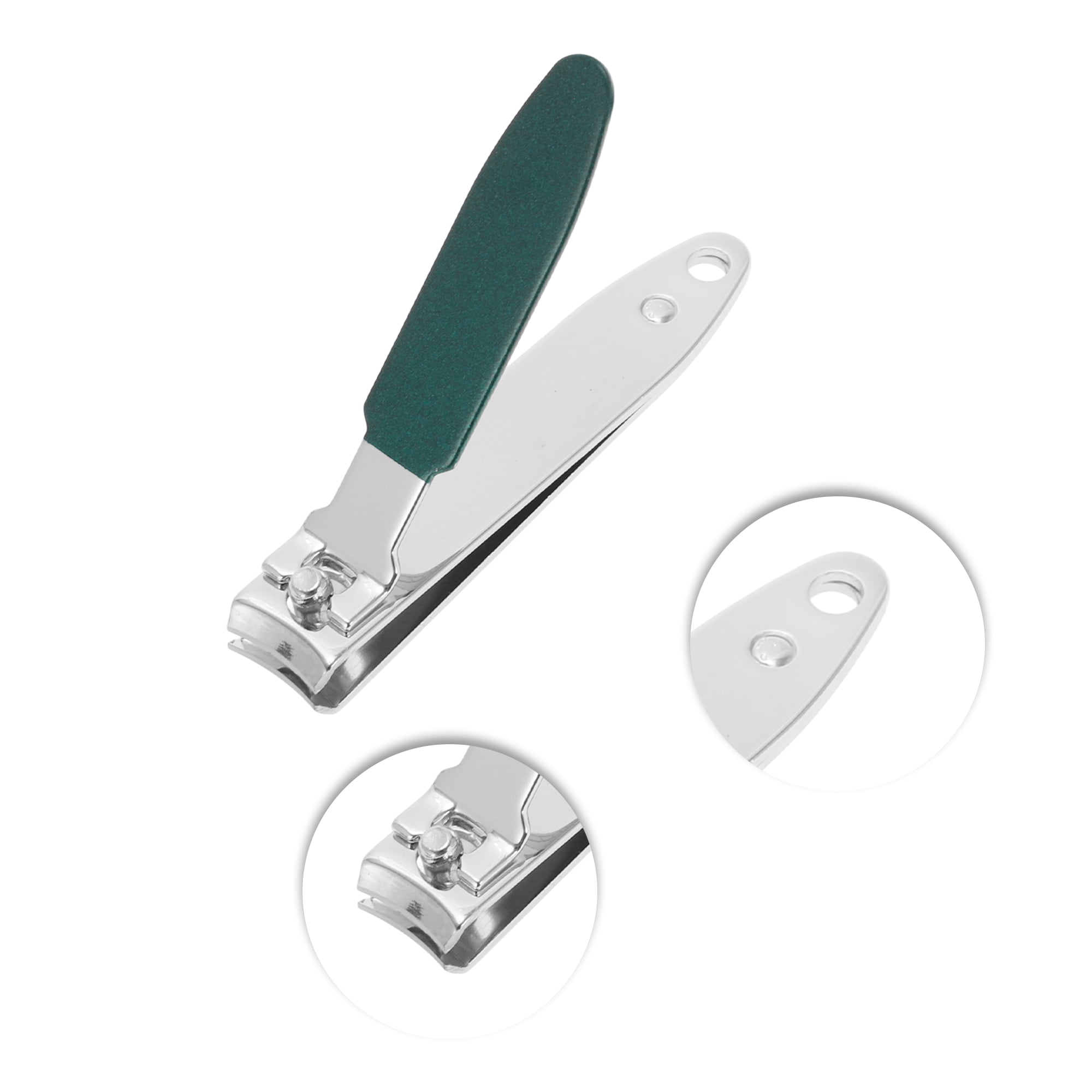 Unique Bargains 6pcs Mirror Box Stainless Steel Nail Clippers Set 2.56" Blackish Green