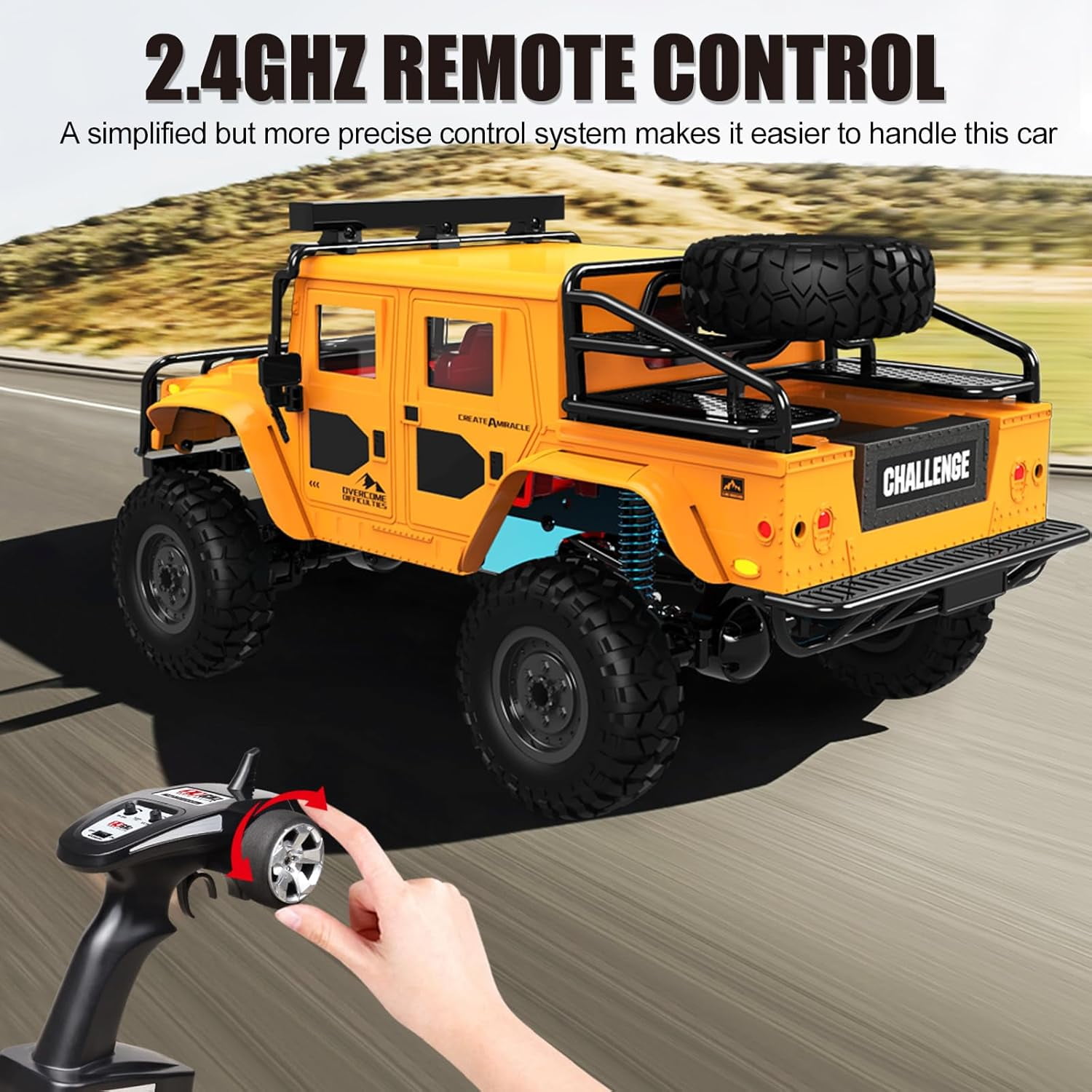 RC Crawler 1/12 Scale RC Rock Crawler, Hummer Remote Control Buggy with LED Lights for Adults and Kids Over 8 Years Old
