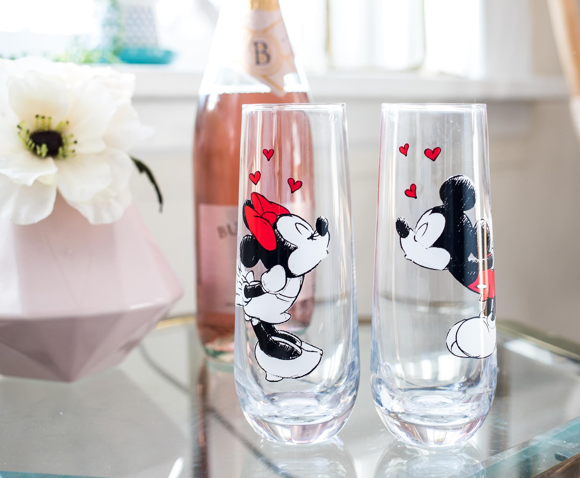 Disney 46040 Mickey & Minnie Kissing Wine Glass Set - 14.5 oz, 1