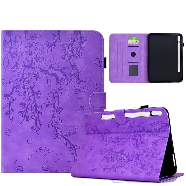 FOXDOCK Tablet Case for Samsung Galaxy Tab S10 FE Plus with Card Slots, Auto Sleep/Wake, Stand Function, Full Protection Floral Folio Cover