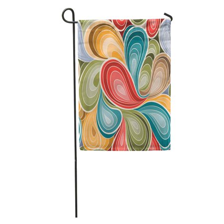 SIDONKU 1970S Retro Abstract Pattern 1960S Paisley Funky Floral Flower Water Garden Flag Decorative Flag House Banner 12x18 inch