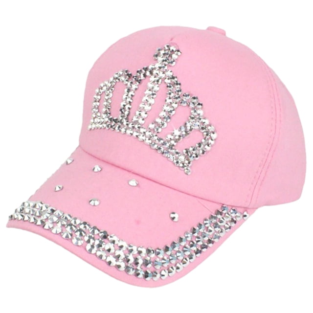 Gorra deportiva Qarigey con diamantes de imitación color rosa