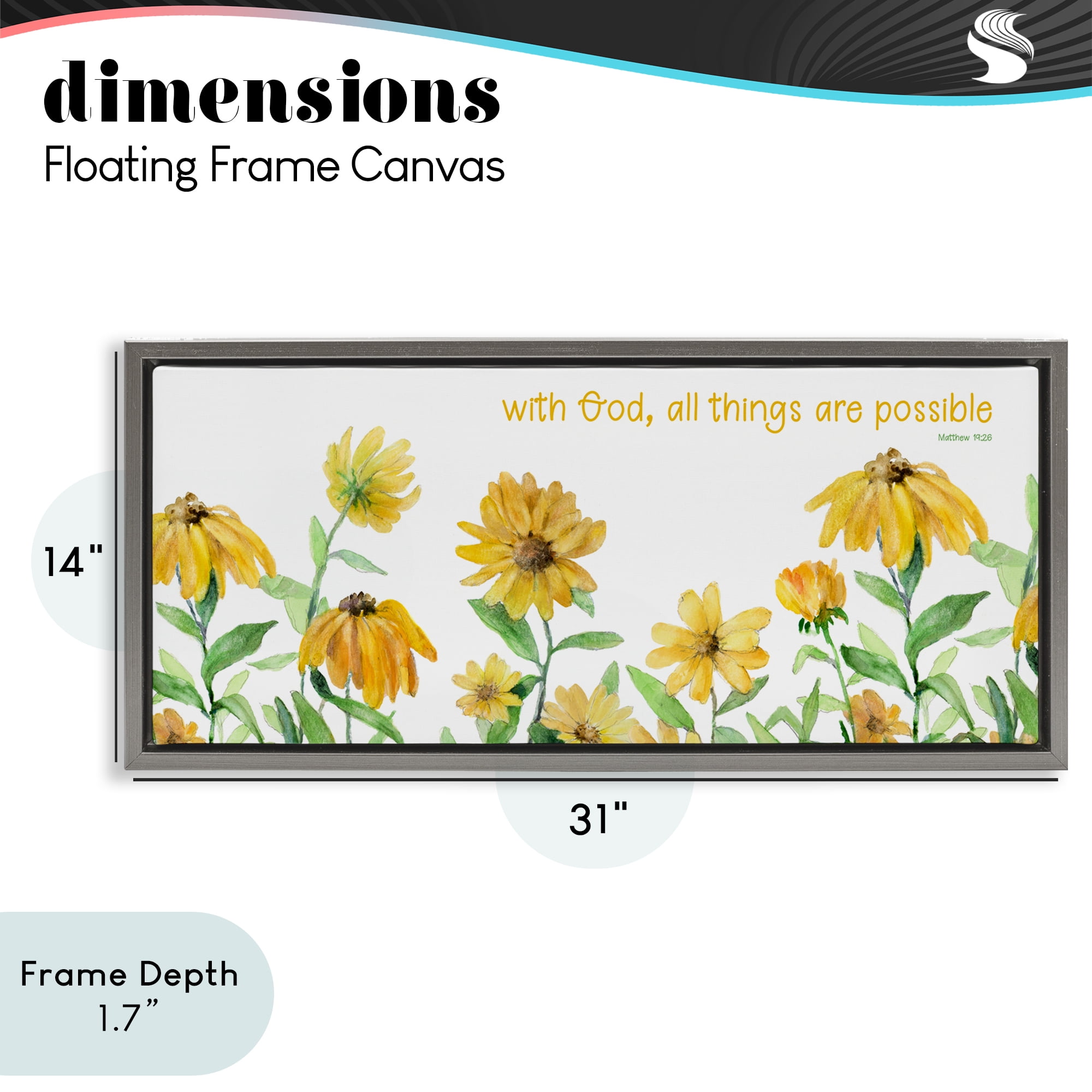 Stupell Industries With God Proverb & Daisies Gray Framed Floater Canvas Wall Art, design by Lanie Loreth