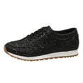 thumbnail image 6 of HEWUQI Women's Sequin Fashion Sneakers Wedge Non Slip Casual Lace up Glitter Sport Slip on Breathable Bling Daily Wear Running Shoes Black Size 7, 6 of 6