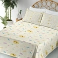 thumbnail image 3 of Ambesonne Emoji Party Fitted & Top Sheet Set with Sham, Sweets Candies Lolly, Pale Khaki and Mustard, 3 of 5