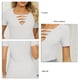 thumbnail image 5 of Tops de verano para mujer, camisa informal ajustada con cuello en V y manga corta de Color puro con diseño recortado para fiesta, oficina y viajes, 5 of 6
