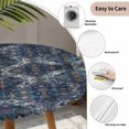 thumbnail image 3 of Geometric Navy Round Tablecloth for 36-44 Inch Tables,Fitted Table Cover with Elastic Edge,Blue Contemporary Country Boho Flower Waterproof Outdoor Table Cloth Protector for Patio Garden Dinner, 3 of 9