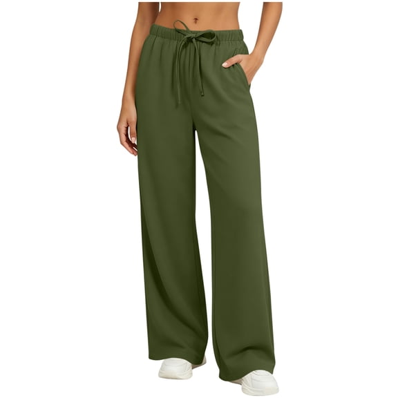Vixolx Baggy Sweatpants for Women Straight Stretchy Solid Color Casual Sports Trousers Wide Leg Pants with Pocket