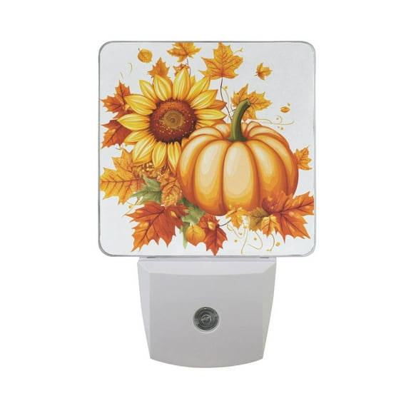 Pumpkins Maple Leaves Sunflowers Fall LED Night Light with Smart Sensor Plug Into Wall Dusk to Dawn 2 packs