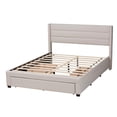 thumbnail image 4 of Baxton Studio Braylon Beige Fabric and Brown Wood Queen Storage Platform Bed, 4 of 13