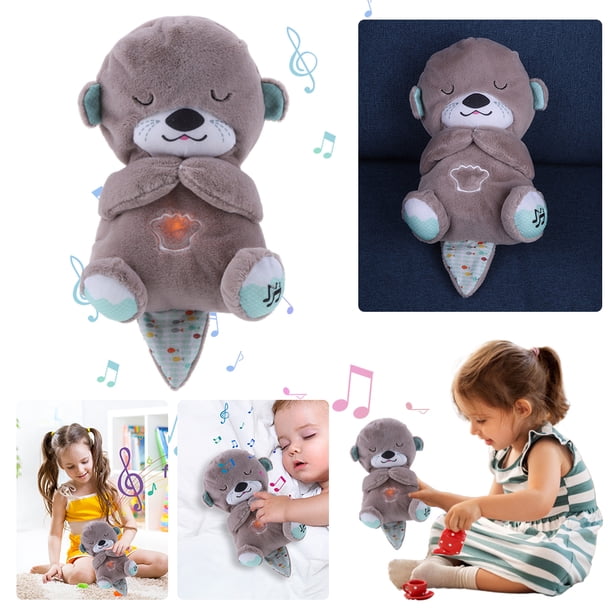 Juguete Musical Iluminado Animal Peluche Suave Calma Las Emociones Los (Gris)
