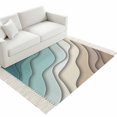 thumbnail image 4 of Teal Blue Ombre Cream Washable Area Rug 3'x5', Modern Geometric Brown Aesthetic Woven Cotton Tassels Kitchen Rugs, Non Slip Indoor Door Mat Throw Carpet for Entryway Living Room Nursery Laundry Room, 4 of 9