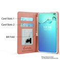 thumbnail image 3 of for 6.1" Samsung Galaxy S10 LITE Luxury Infolio Hybrid Grip and Anti-Slip Dust and Debris Protection Shock Absorption Foldable Kickstand Landscape Mode Leather Strap Card Slot Wallet Case [RoseWhite], 3 of 4
