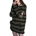 thumbnail image 2 of Women's Striped Distressed Sweater Knitted Sweater Pullover-Army Green-XXL, 2 of 7