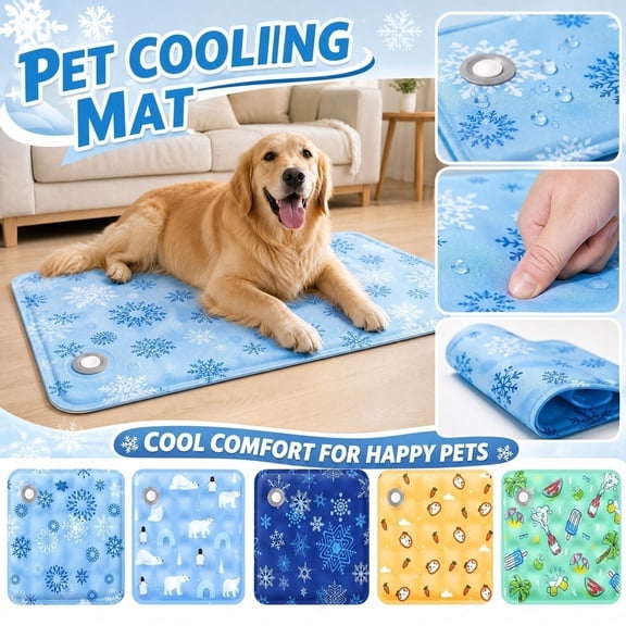 Pet Cooling Mat for Dogs and Cats, Summer Self-Cooling Gel Pad, Comfortable Pressure Activated Chilling Bed for Pets, 20 x 24 Inch, Summer Essentials, 1Pack Green Size:L