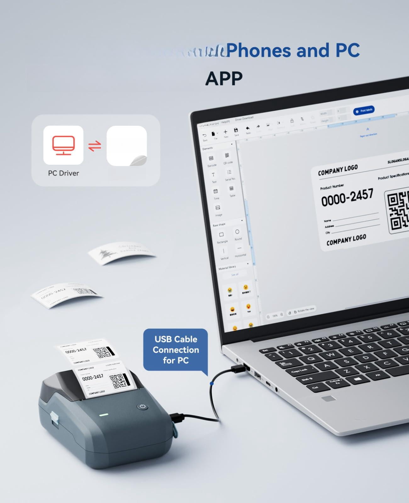 B1 Label Maker Machine  Thermal Printer Easy To Use For Office Home Business Came With 3 Roll White Labels(blue)