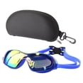 thumbnail image 3 of Swimming Glasses for Adults, Anti Skid Wide View Large Frame Easy to Adjust Eye Protection Anti Fog Water Resistant for Men Women Blue Plating, 3 of 8
